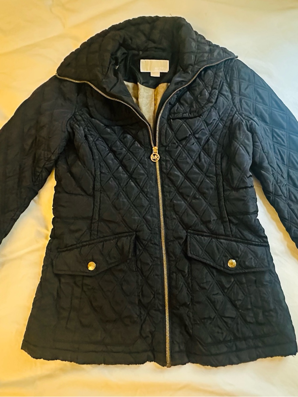 Quilted Hooded Women's Jacket - navy blue